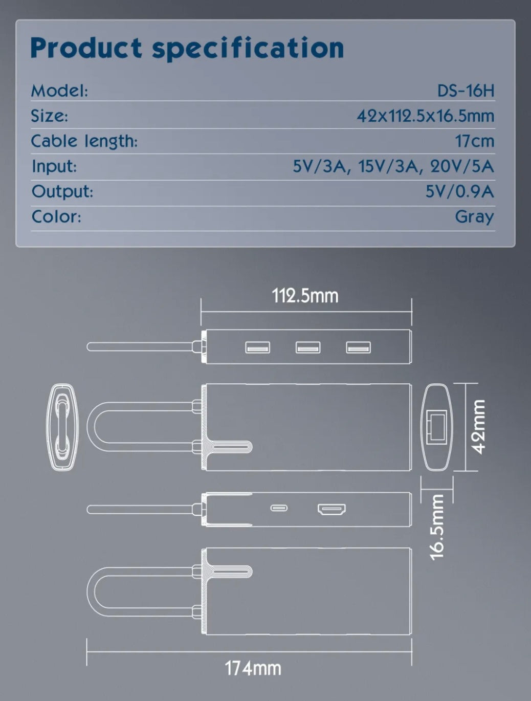 i1152 6in1 Type-C Hub Adapter 100max PD Fast Charging
