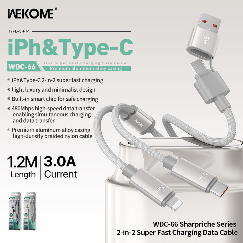 WDC-66 Sharpriche Series
2-in-2 Super Fast Charging Data Cable