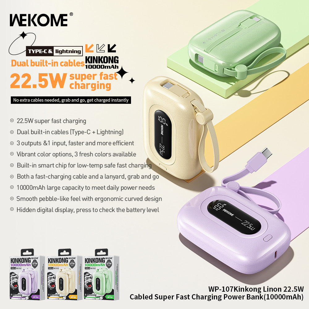 WP-107 Linon 22.5W Cabled Fast Charging Power Bank