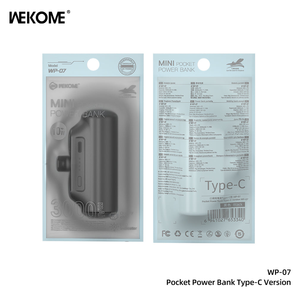WP-07 Pocket Power Bank Lightning/Type-C Version (3000mAh)