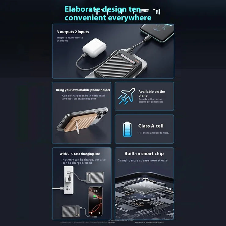 WP-70 Magnetic Wireless Power Bank 10000mAh Fast Charging Foldable Stand Portable Charger