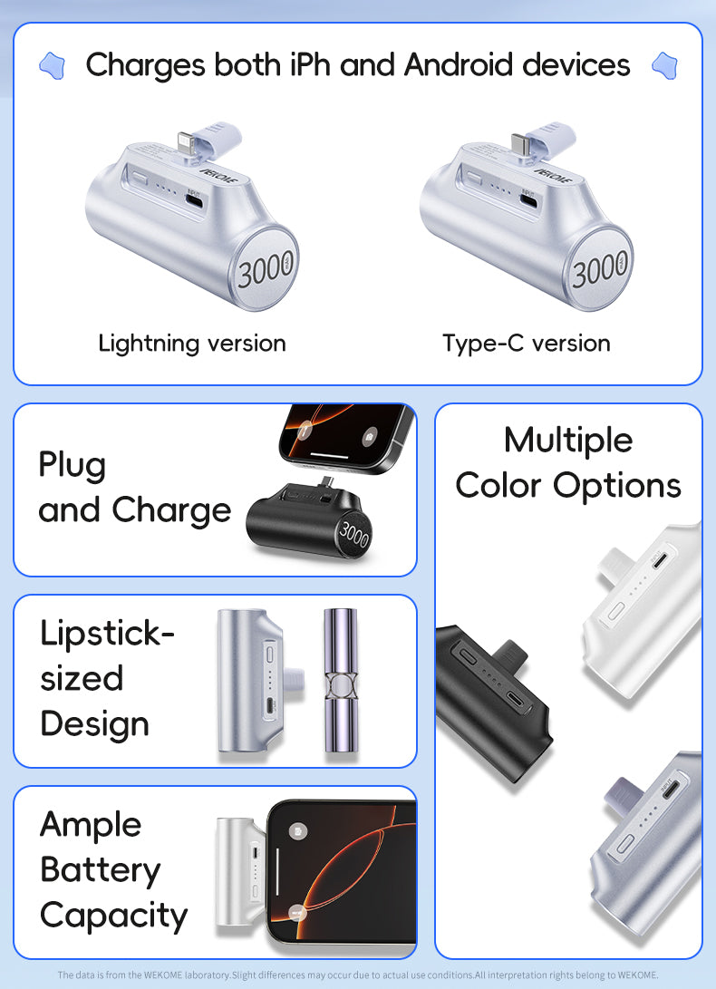 WP-07 Pocket Power Bank Lightning/Type-C Version (3000mAh)