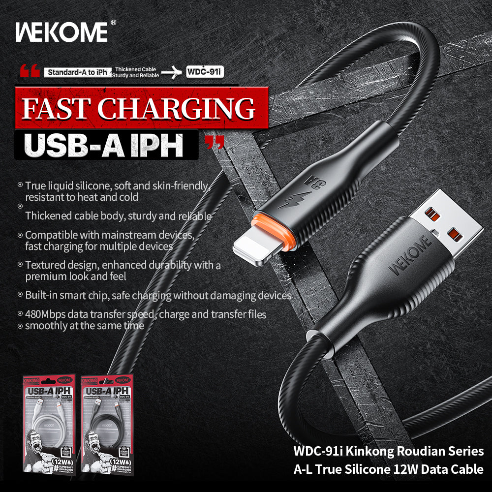 WDC-91i 12W A-L True Silicone Charging Data Cable