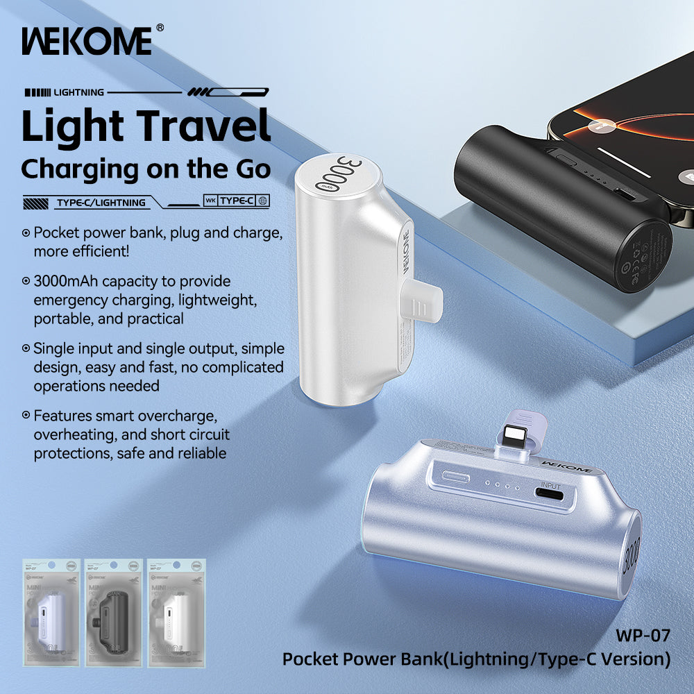 WP-07 Pocket Power Bank Lightning/Type-C Version (3000mAh)