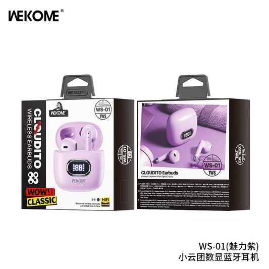WS-01 Small Cloud Digital Display Wireless Bluetooth Earphone