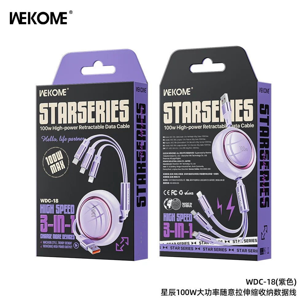 WDC-18 STARSER ES 100w High-power Retractable Data Cable - ISMART9.COM