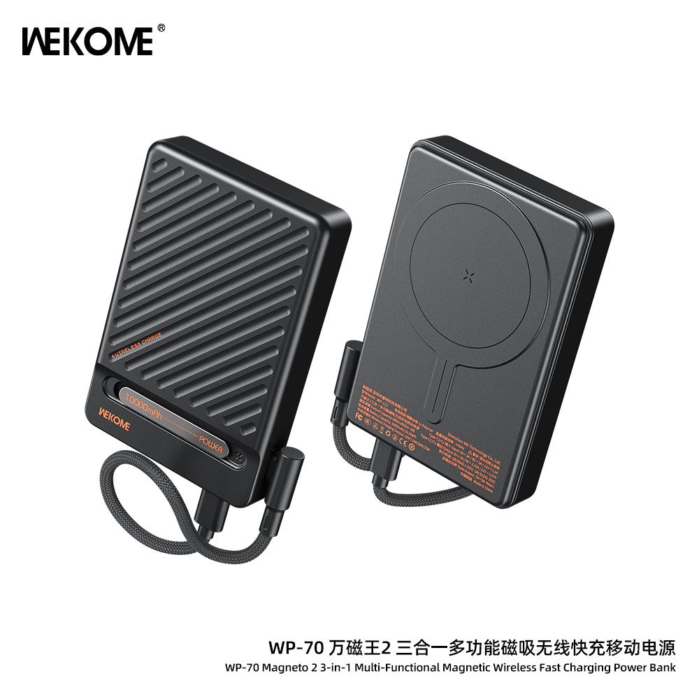 WP-70 Magnetic Wireless Power Bank 10000mAh Fast Charging Foldable Stand Portable Charger