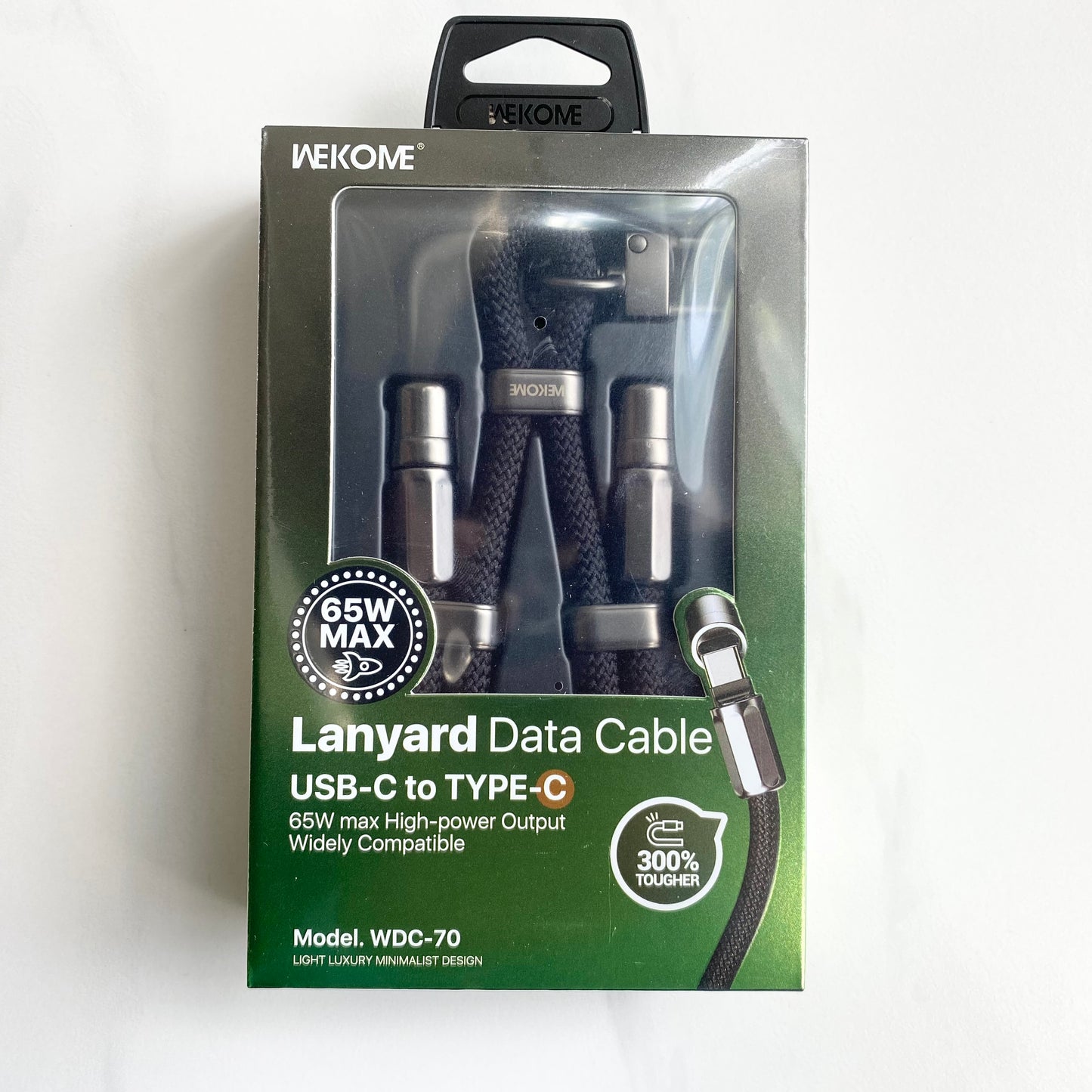 WDC-70 Premium 65W Fast Charging USB-C Lanyard Cable - 1.6M Braided Nylon