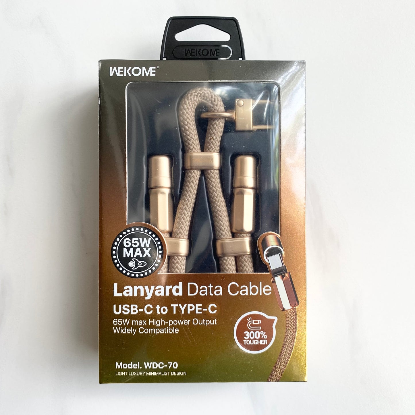 WDC-70 Premium 65W Fast Charging USB-C Lanyard Cable - 1.6M Braided Nylon