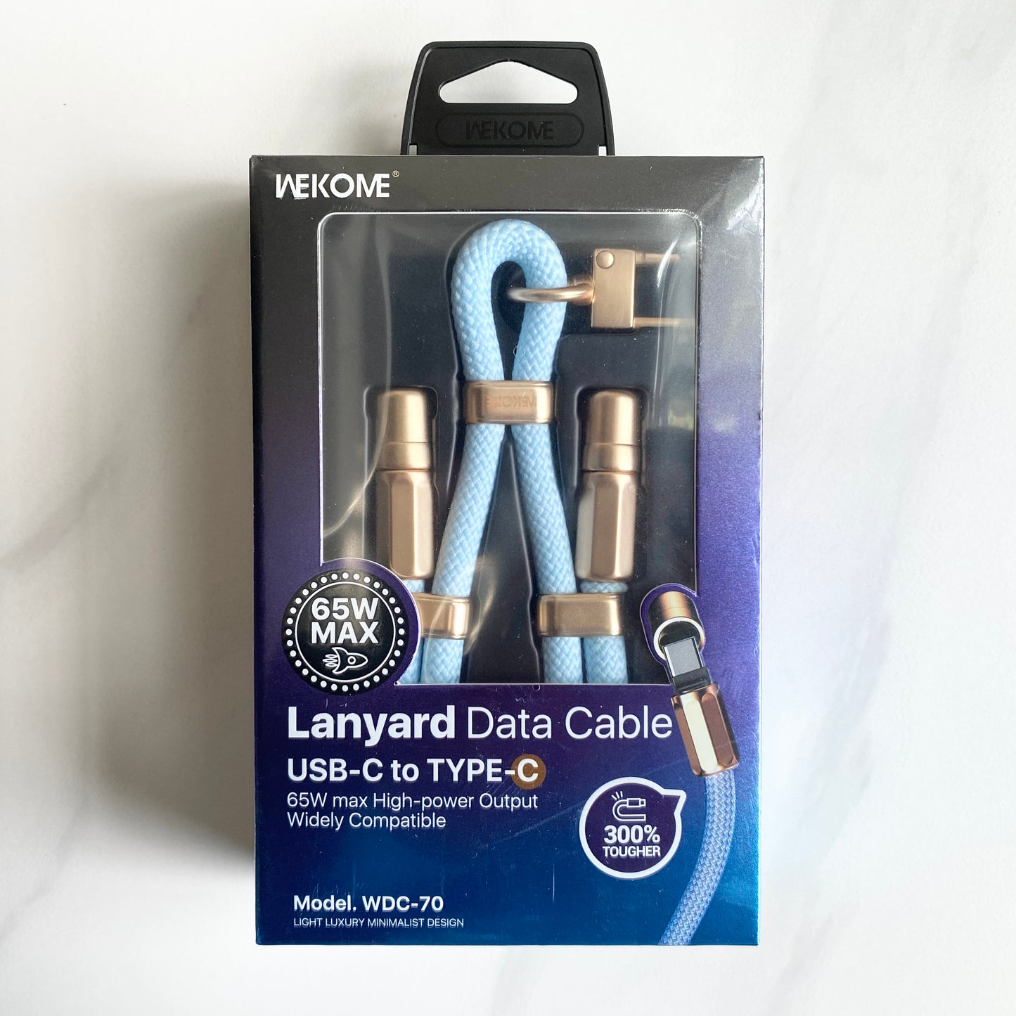 WDC-70 Premium 65W Fast Charging USB-C Lanyard Cable - 1.6M Braided Nylon